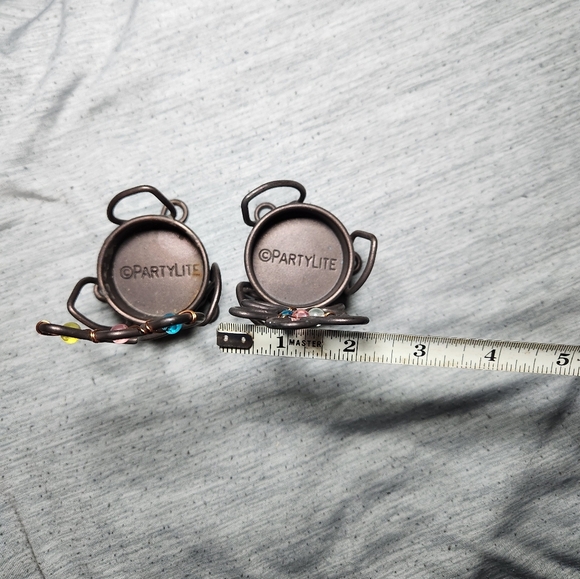 Partylite Beaded Flowers x2 Bronze Wire Tealight Holder Pair - Picture 6 of 6